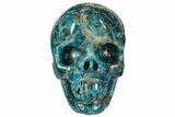 Polished, Bright Blue Apatite Skull - Madagascar #108192-1